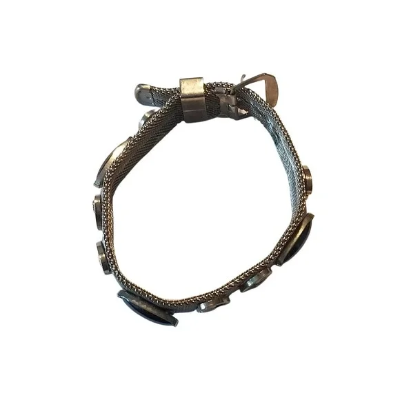 Vintage Mesh Bracelet With Hematite Cabochons - Picture 6 of 10